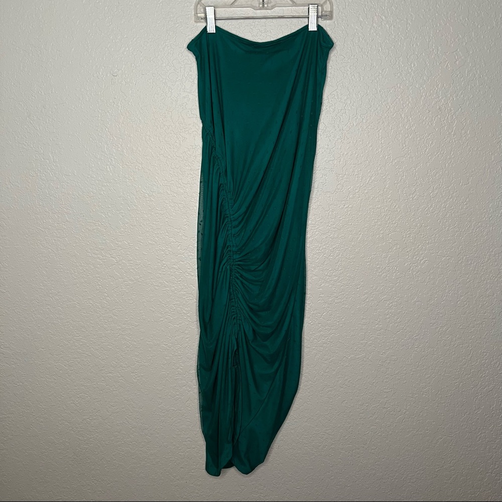 House Of Harlow 1960 X Revolve Green Mesh Swiss Dot Cinch Skirt Large Rare NWOT